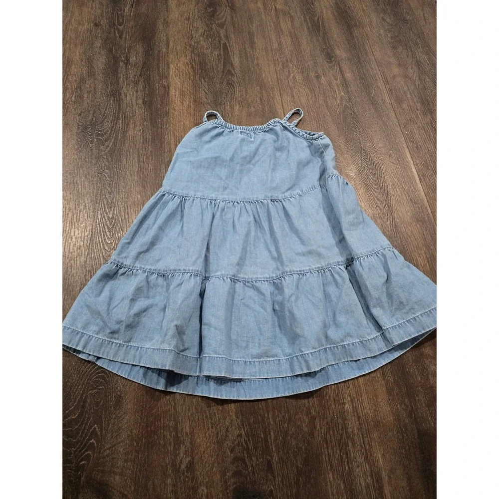 BabyGap Toddler Girls Light Wash Tiered Denim Chambray Dress Size 3 Years